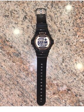 Casio Baby-G Black Digital Sport Watch with Silver Buckle